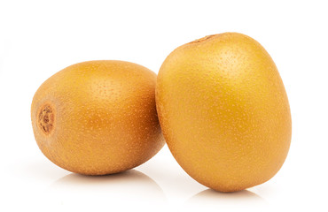 Closeup gold kiwi fruit isolated on white background with clipping path