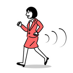 Business woman running slowly. Vector illustration.