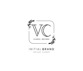 V C VC Beauty vector initial logo, handwriting logo of initial signature, wedding, fashion, jewerly, boutique, floral and botanical with creative template for any company or business.