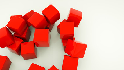 red cubes on a white background. 3d rendering illustration