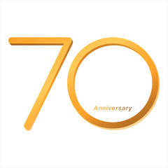 Handwriting celebrating, anniversary of number 70th year anniversary, Luxury duo tone gold brown for invitation card, backdrop, label or stationary