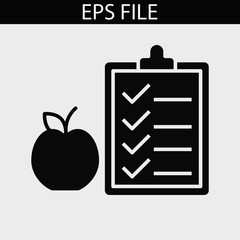 Medical diet plan icon. Apple and board. EPS vector file.