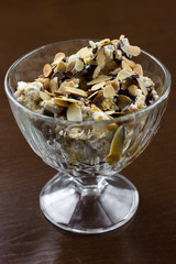 ice cream with icing and cereal, dessert