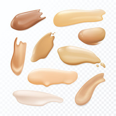 Set of isolated cosmetic brush stroke. Concealer