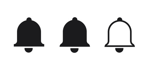 Set of bell vector icons. Notification sign. Alarm symbol.