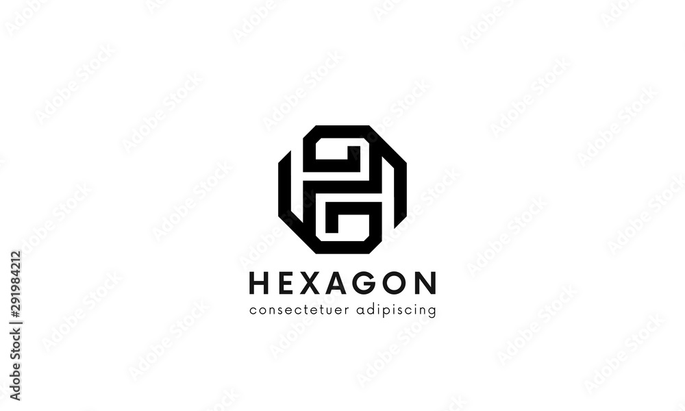 Poster clean linear hexagon logo geometric icon sign vector design.