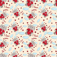 contour color seamless childrens illustration little elephant hugs heart with I love you