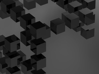 Fototapeta premium Abstract cg background with flying black cubes