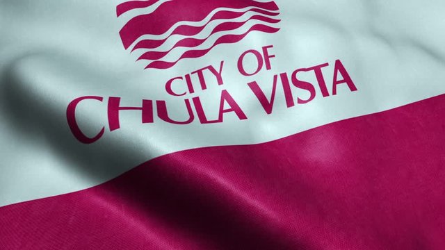 Flag of Chula Vista USA City Seamless Looping Waving Animation