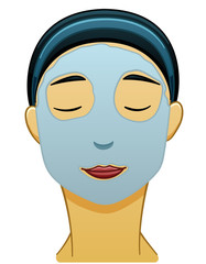 Asian black-haired woman with blue face mask