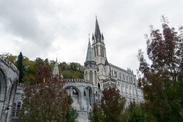 Fototapeta na wymiar Lourdes, France : A location for Catholic pilgrimage. 6 million tourists visit this site every year.