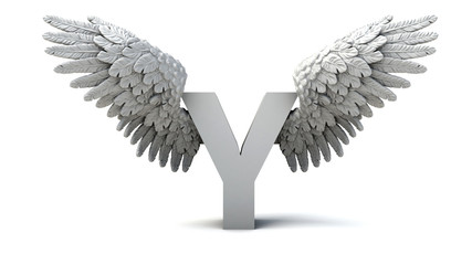 3D illustration of letter Y with wings