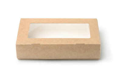 Front view of kraft paper box with transparent window