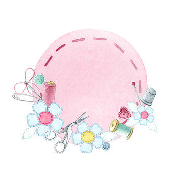 watercolour logo sewing