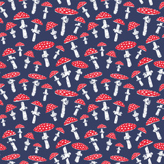 Fly Agaric Pattern. Endless Background. Seamless