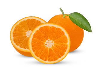 slice orange fruit isolated on white background
