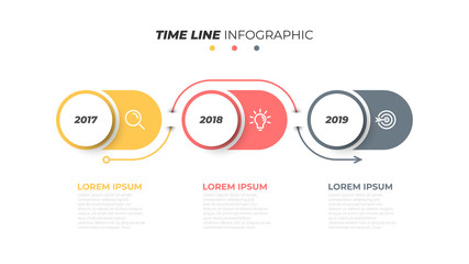 Business process. Vector abstract design template with marketing icons and 3 options, step.