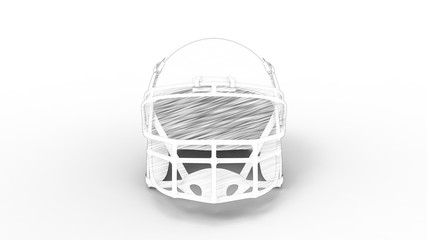 3d rendering of an american football helmet isolated in white studio background