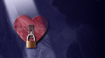Graphic abstract closed heart with lock background heart