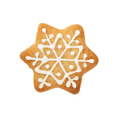 Christmas gingerbread cookies in the shape of snowflake