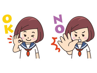 夏服の女子高生　OK　NO