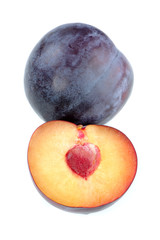 Plums Isolated on White Background