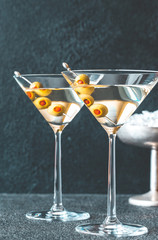 Two glasses of martini cocktail