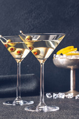 Two glasses of martini cocktail