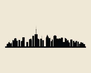 Cities silhouette illustration. Black town skyline background