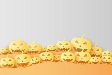 Halloween pumpkin , paper art style
