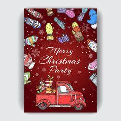 Vector illustration sketch - Greeting cards and holiday design. Vintage hand drawn Christmas ivite.