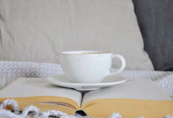 cup of coffee and book 