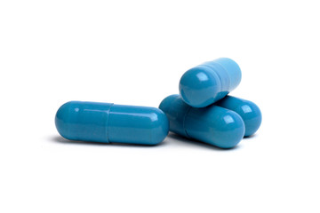Blue gelatin capsules