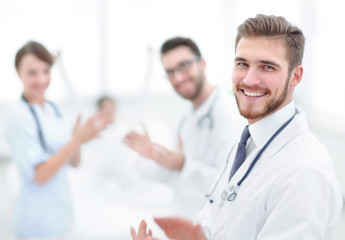 Fototapeta premium Doctors clapping hands and applauding on consent