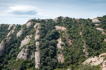 Fototapeta na wymiar Mountain view near the abbey of Montserrat, taken on a sunny summer day, Barcelona, Spain