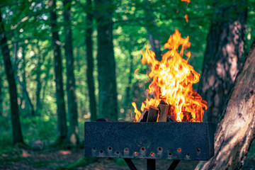 view of fire for bbq