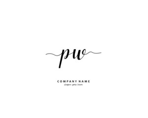 PW Initial handwriting logo vector
