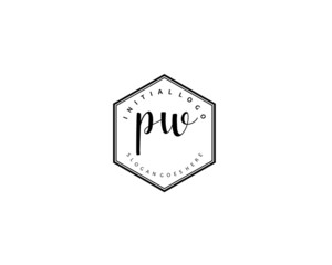 PW Initial handwriting logo vector