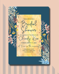 pretty bridal shower floral invitation with watercolor
