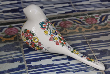 Painted porcelain bird figurine, Shiraz, Iran