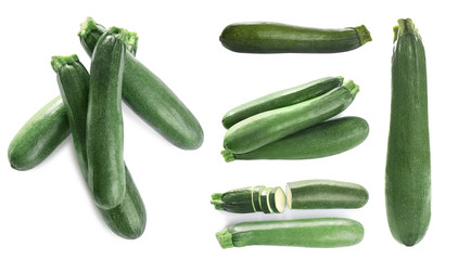 Delicious grilled zucchini slice on white background