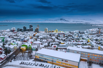 Fototapeta premium Reykjavik city skyline in Winter. Iceland