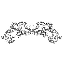 Fototapeta premium Black vintage baroque ornament, corner. Retro pattern antique style acanthus.Black vintage baroque ornament, corner. Retro pattern antique style acanthus. 