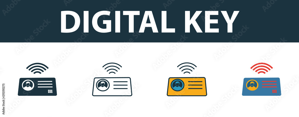 Aufkleber digital key icon set. premium symbol in different styles from smart devices icons collection. creati