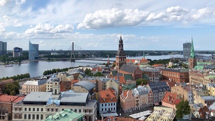 Fototapeta na wymiar The Old Town of Riga on Daugava River in Latvia