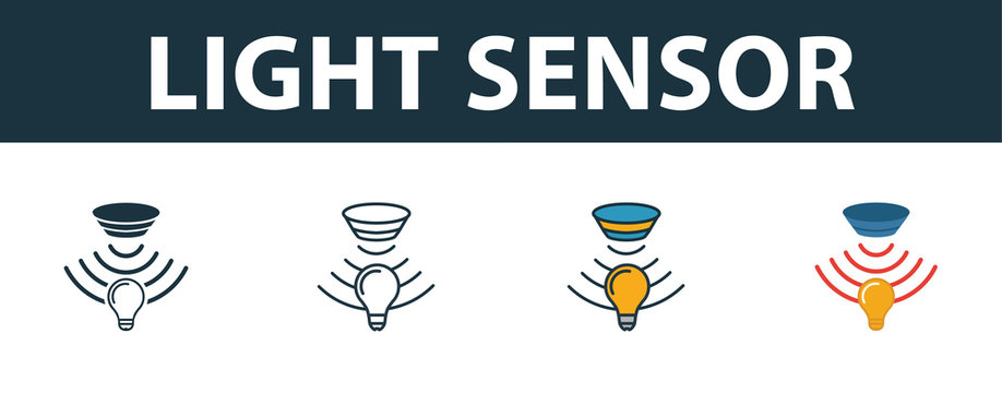 Light Sensor icon set. Premium symbol in different styles from sensors icons collection. Creative light sensor icon filled, outline, colored and flat symbols