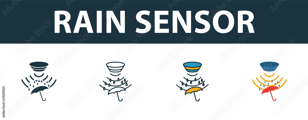 Aufkleber rain sensor icon set. premium symbol in different styles from sensors icons collection. creative rai
