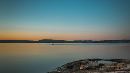 Zachód słońca nad Oslo w Norwegii