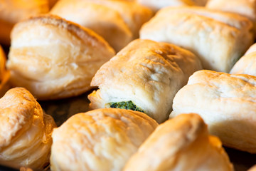 Pastries with feta cheese and spinach.Greece pastries tiropita ,spanakopita