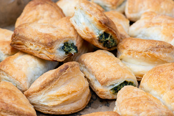 Pastries with feta cheese and spinach.Greece pastries tiropita ,spanakopita